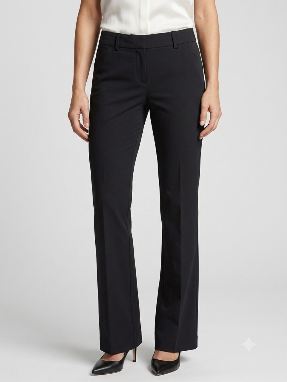 Theory Black Mid Rise Flare Leg Bootcut Tailored Dress Pants Trousers Size 10